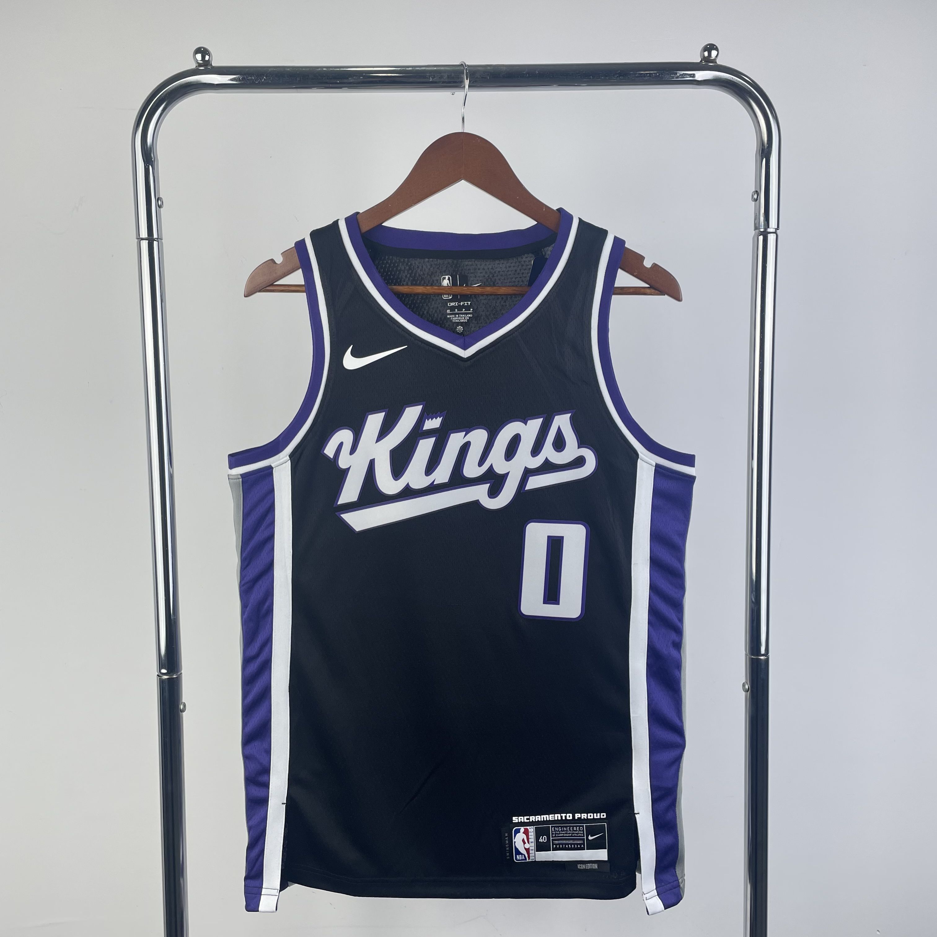 Men Sacramento Kings #0 Monk Black Season Jordon 2024 NBA Jersey
